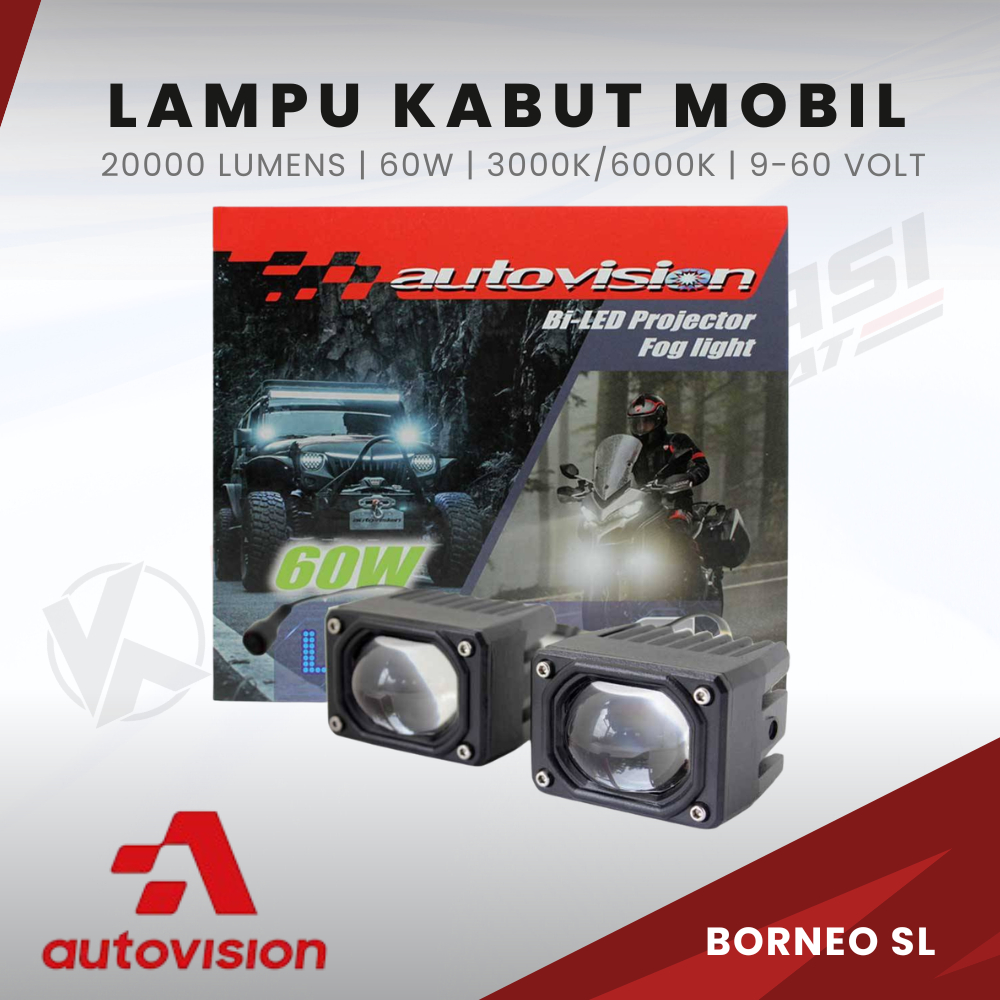 LED PROJECTOR FOG LIGHT BORNEO SL 60W T3000K D6000K PUTIHG KUNING UNIVERSAL AUTOVISON