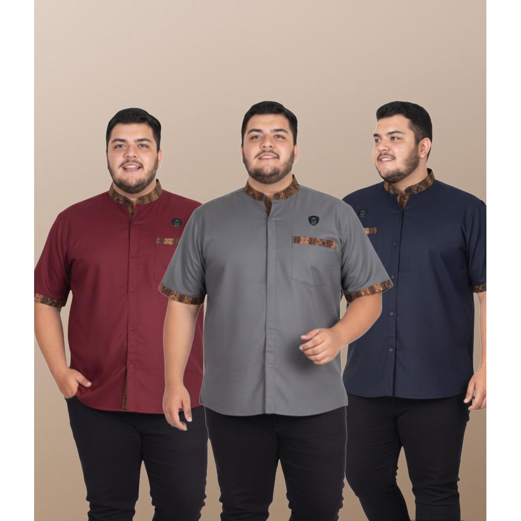 BAJU KOKO MUSLIM TERBARU / Batik jumbo BIG SIZE JUMBO XXL XXXL 3L 4L 5L MURAH BATIK JUMBO COUPLE "M,