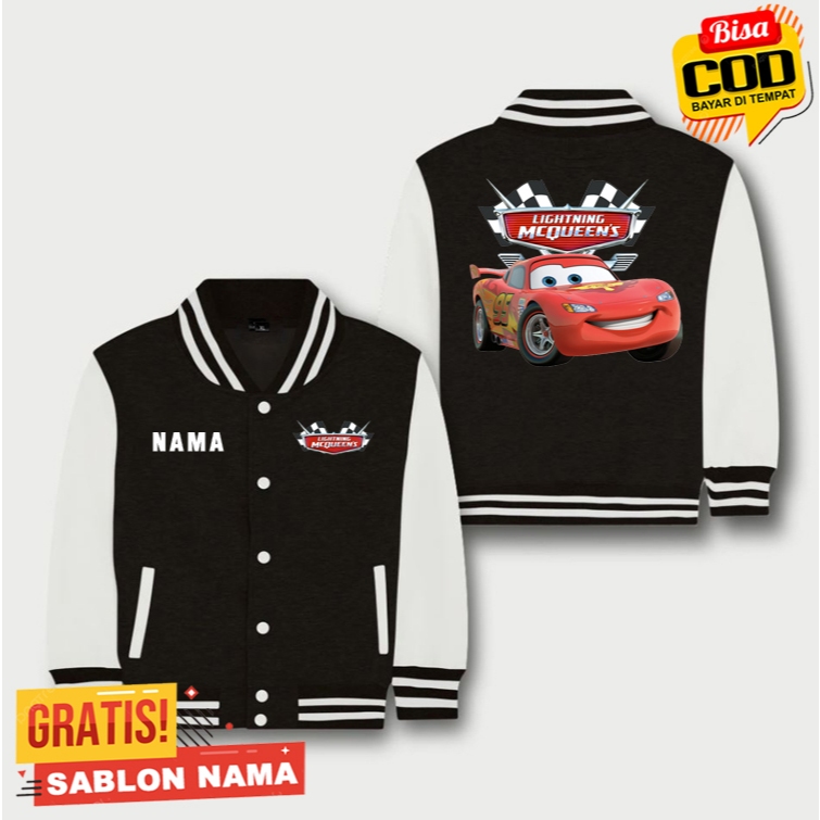 Jaket Varsity Baseball Anak Anak LIGHTNING MCQUEEN CARS / Jaket Custom LLIGHTNING MCQUEEN CARS Kombi