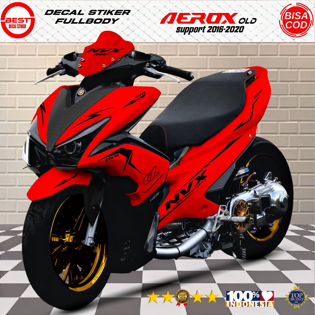Decal Stiker Aerox Old Merah Fullbody Motif NVX - Dekal Sticker Aerox Old Fullbody Merah NVX