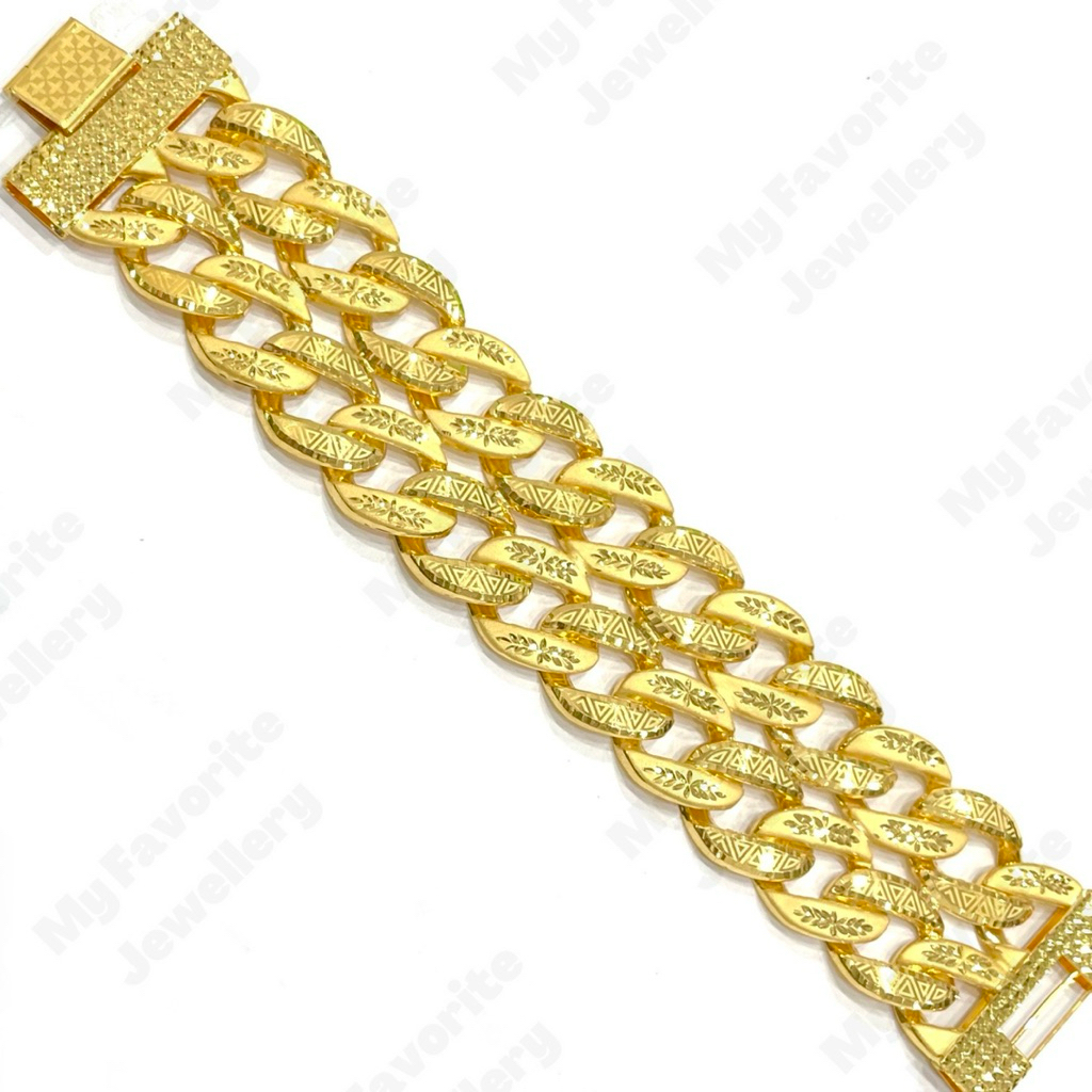 Gelang Klip Sisik Naga Rantai Dobel Emas Asli Kadar 700