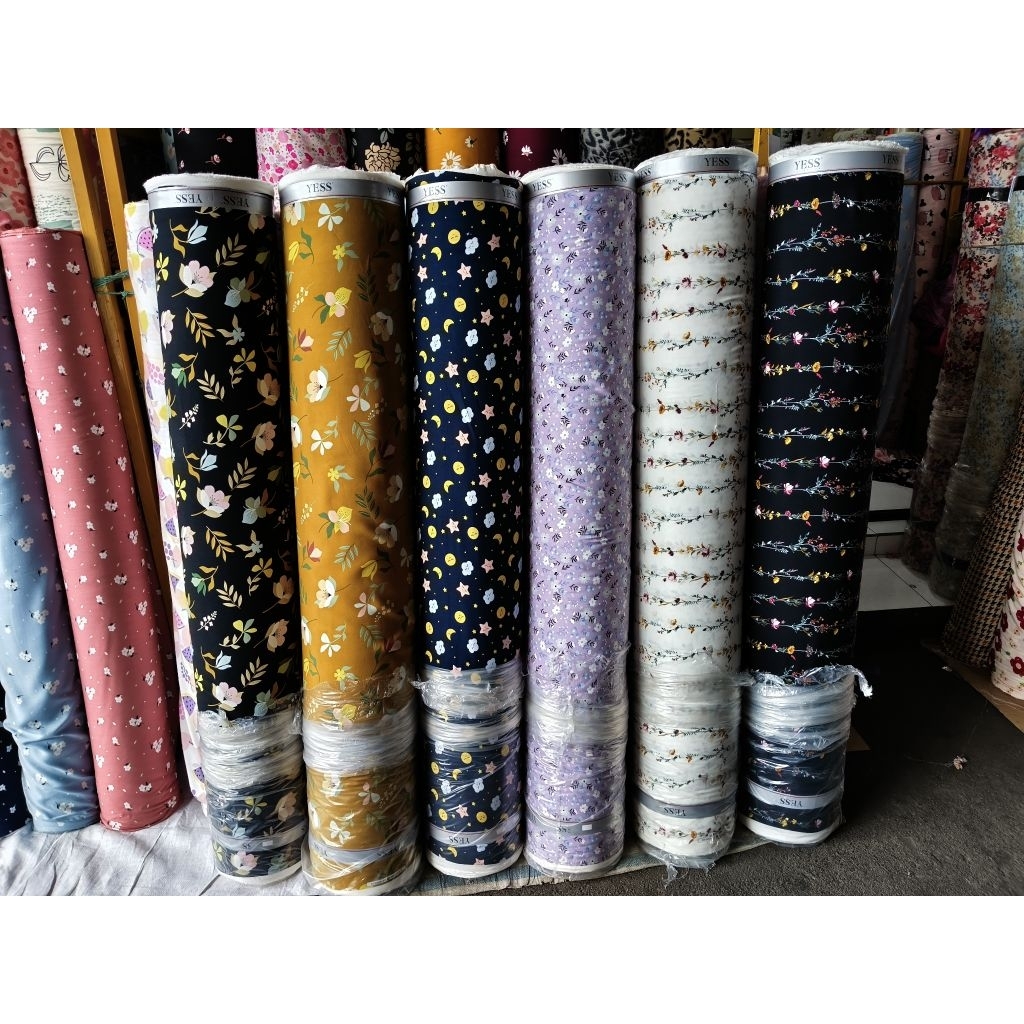 kain katun rayon - kain rayon motif bunga - kain rayon viscose - kain rayon motif bestseller