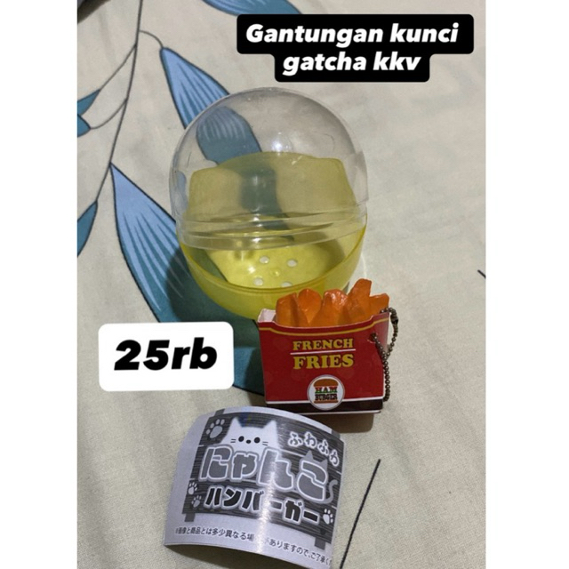 GATCHA KKV gantungan kunci bola gatcha kkv edisi neko burger french fries keychain limited koleksi t