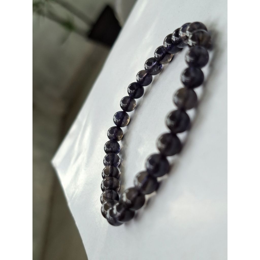 ioLite batu alam natural gemstones safir air Iolite gelang karet elastis ungu beads bulat 6 mm