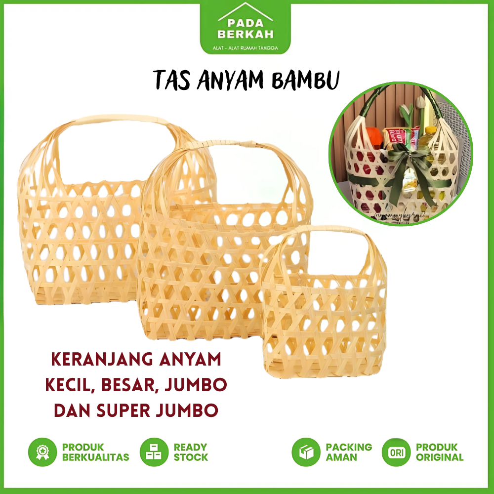 Tas Bambu Anyaman Unik Bambu Tas Hampers Lebaran Souvenir Wadah Bambu 4 Ukuran