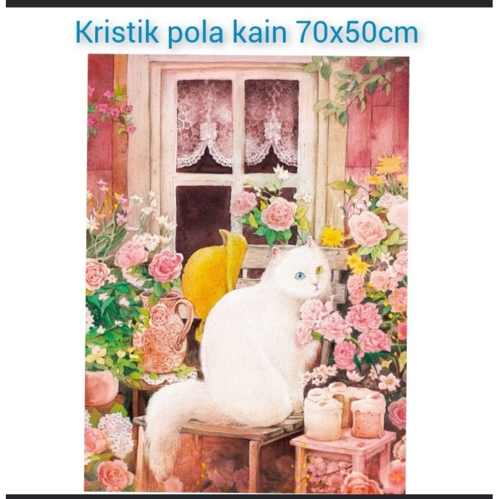 DIY paket kristik kucing cats friendship full pola kain 11ct cross stitch kit hobi kerajinan tangan 