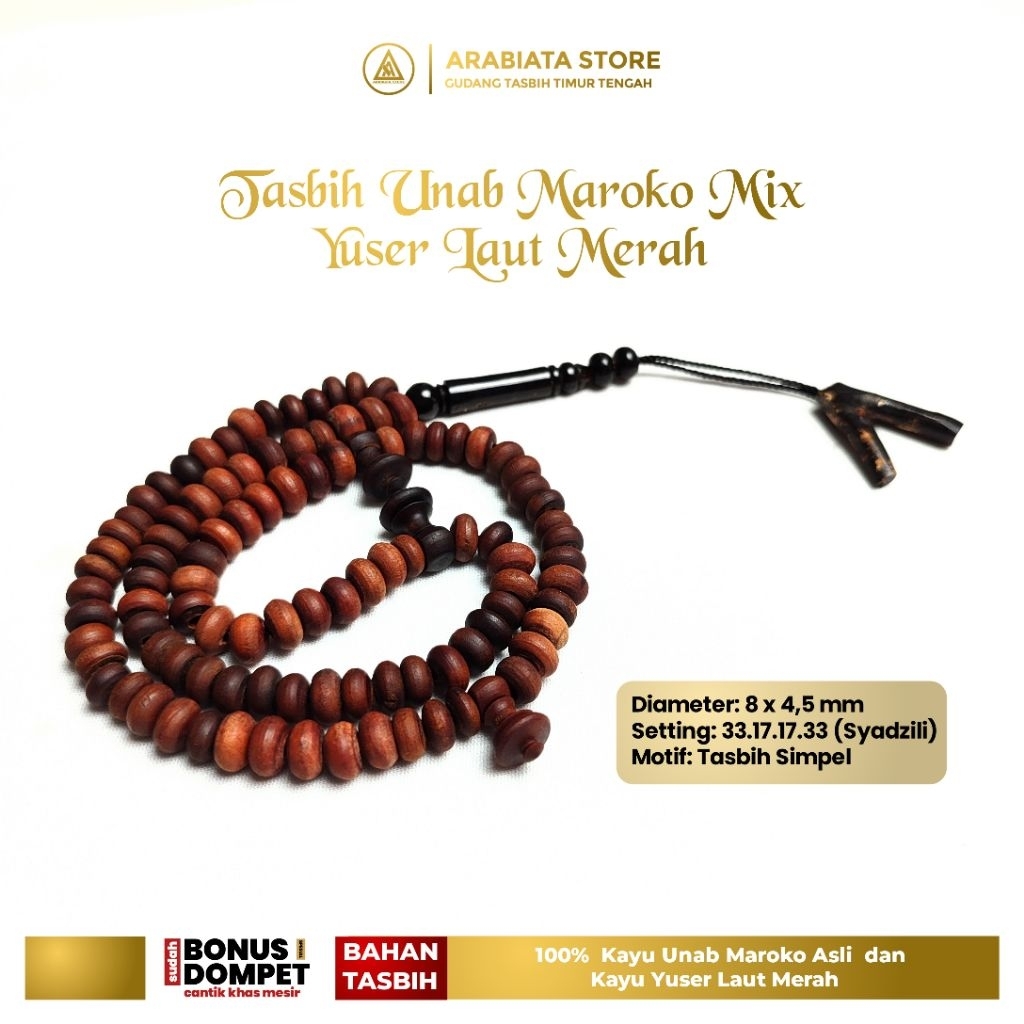 Tasbih Unab Maroko Kombinasi Yuser Laut Merah Mesir Asli