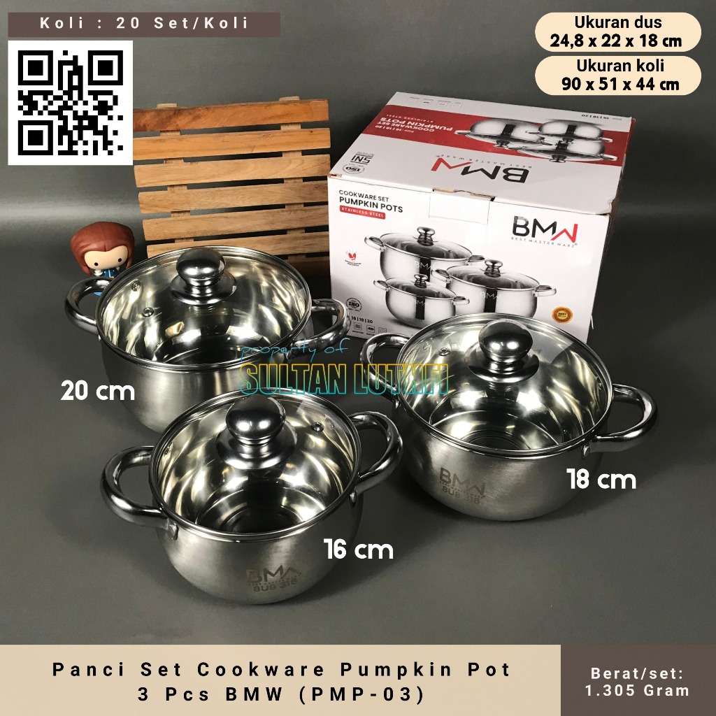 Panci Set Cookware Pumpkin Pot 3 Pcs BMW (PMP-03)