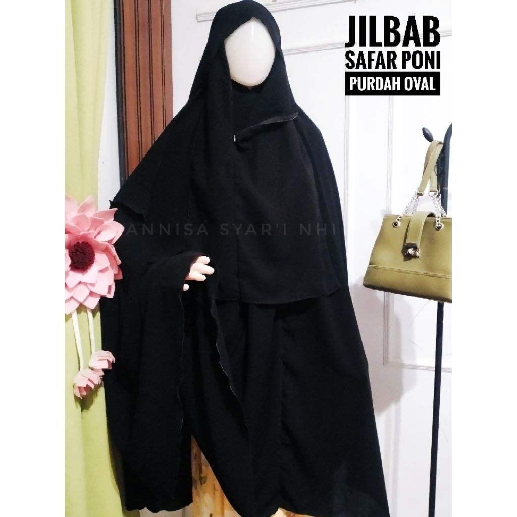 [ BISA COD] JILBAB CADAR SAFAR PONI PURDAH OVAL Jetblack Bonanza By Annisa syar'i NHI