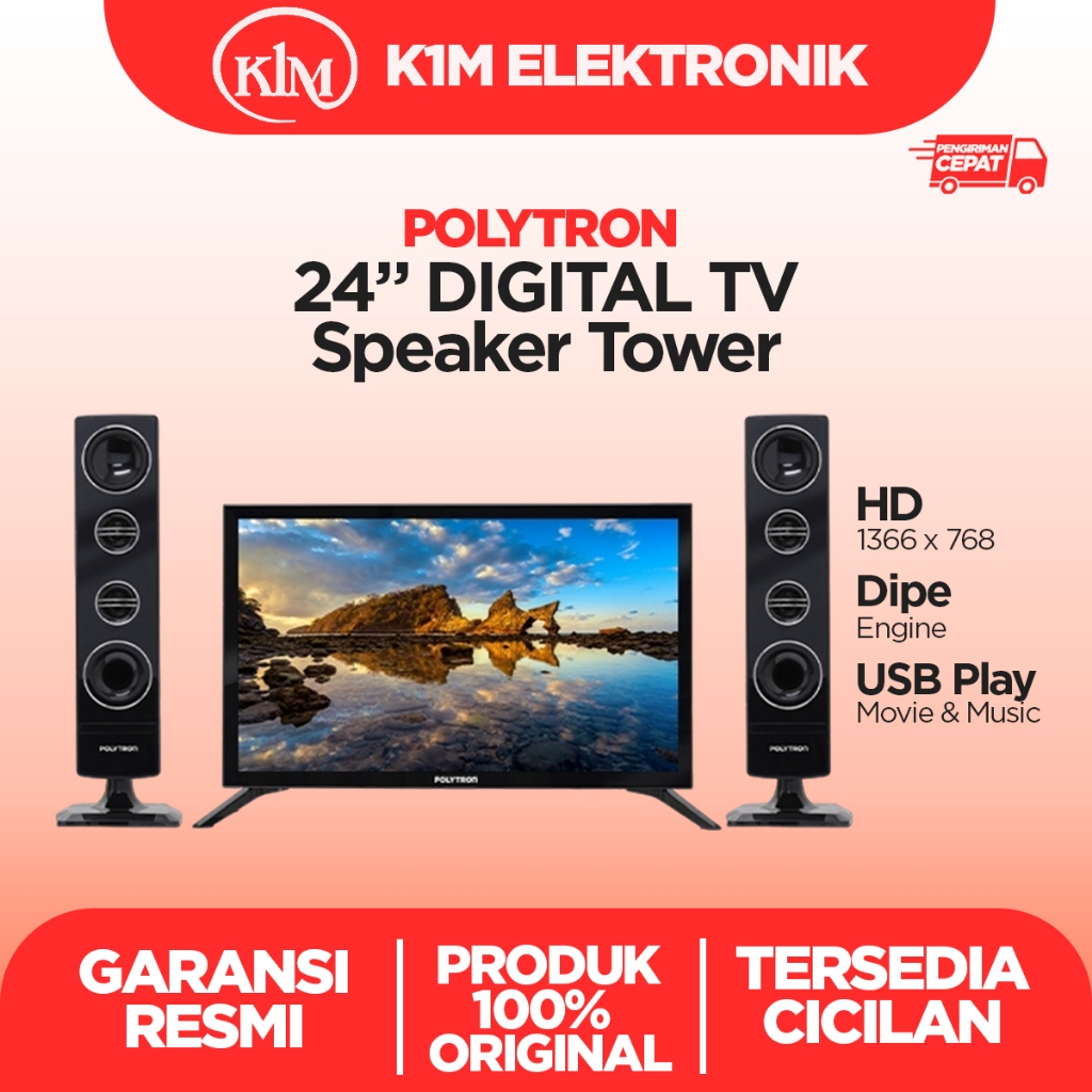 LED Polytron 24 Inch speaker tower Digital tv PLD-24TV1855 PLD 24TV1855