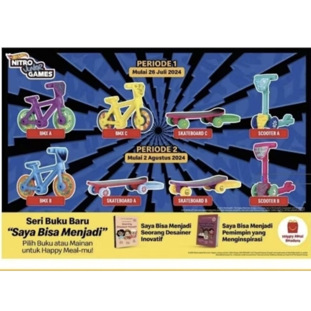 Happy Meal Mcd Mcdonalda Hotwheels Nitro Junior Games Hot Wheels Scooter B Toy Skateboard B