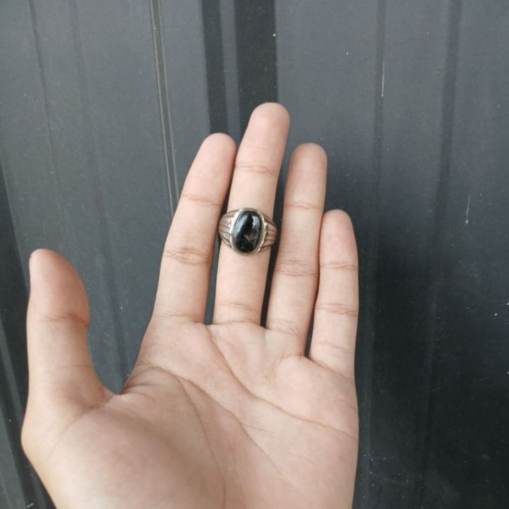 batu akik bulu macan basaltic asli lumajang ring 9 mhr200