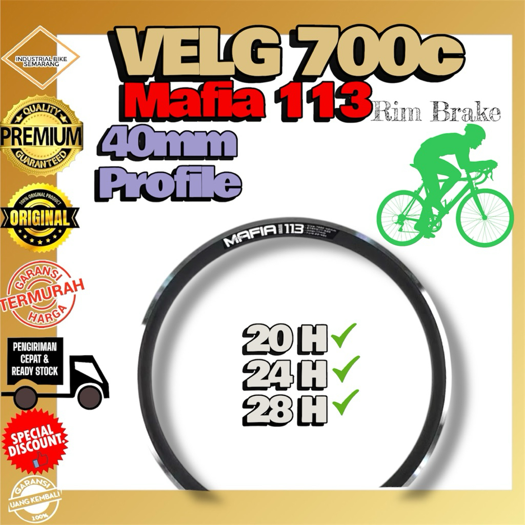 ( VELG 700c MAFIA 113 ) Rim Velg Sepeda 700 C Lubang 20 24 28 H Hole Roadbike Fixie Road Bike Balap 