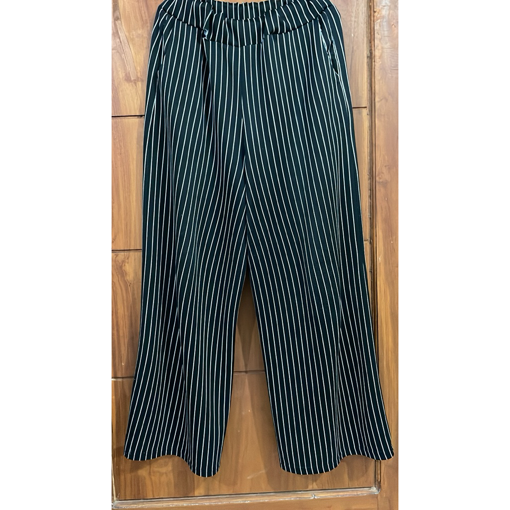 Pelove Celana termurah kulot garis Hitam putih