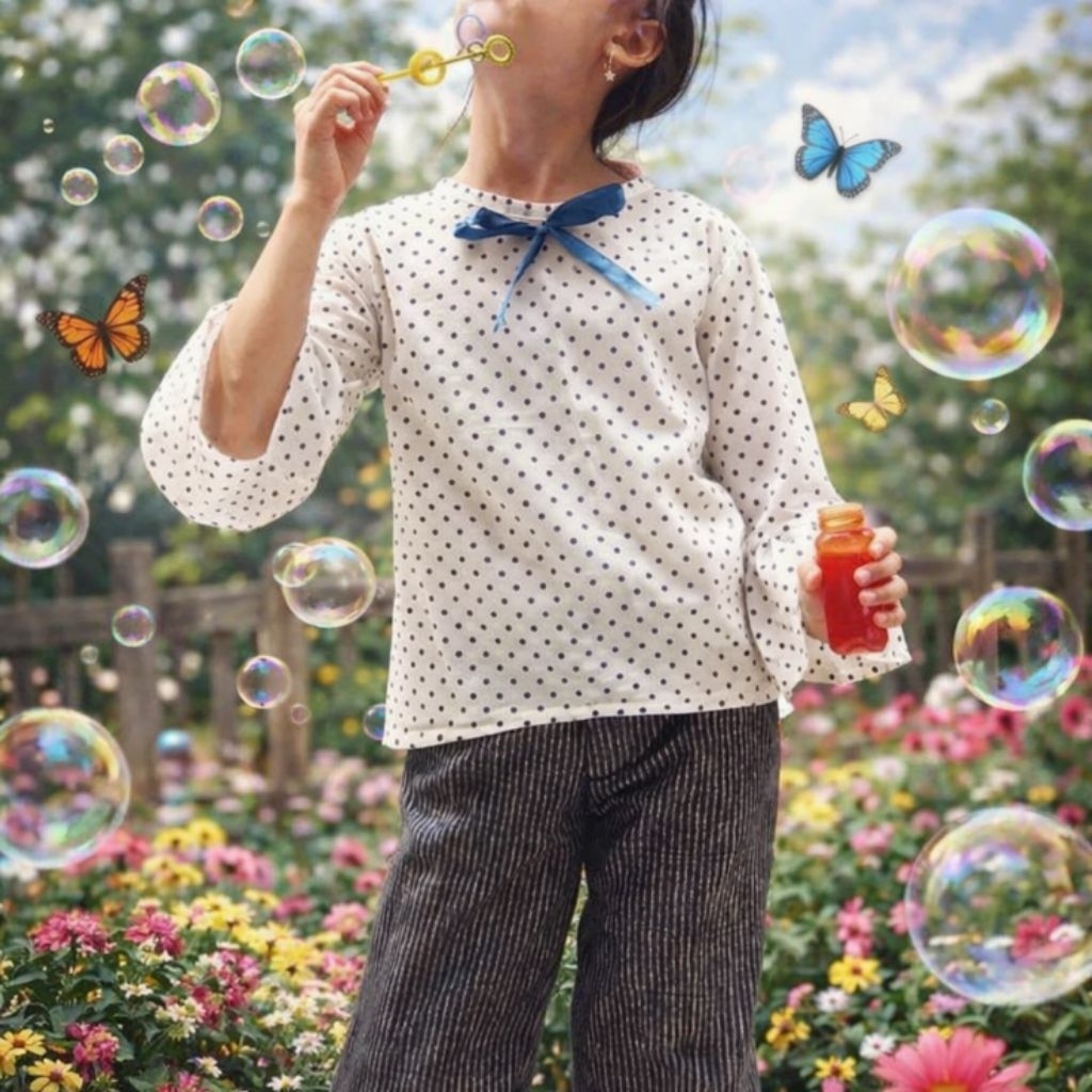 Atasan anak perempuan polkadot