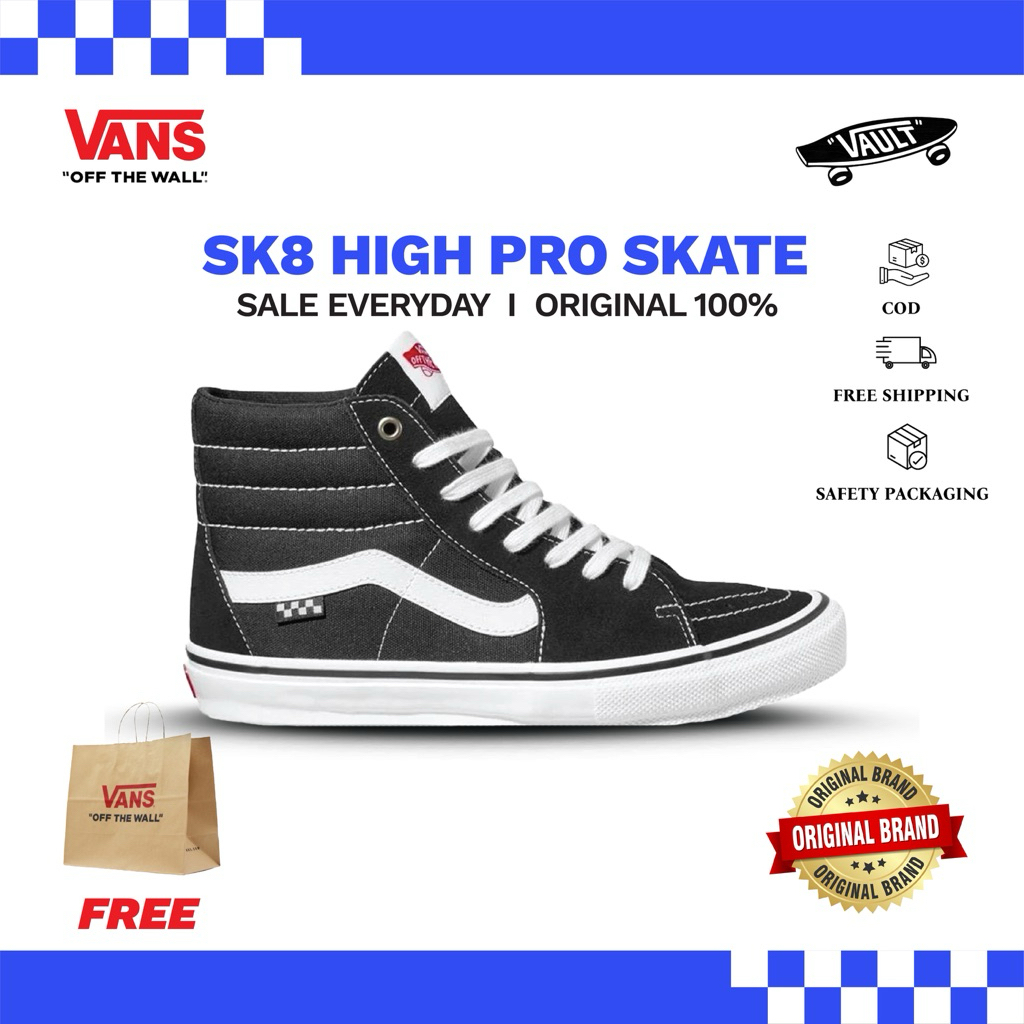 [SALE] SK8 HIGH PRO SKATE BLACK WHITE 100% ORIGINAL