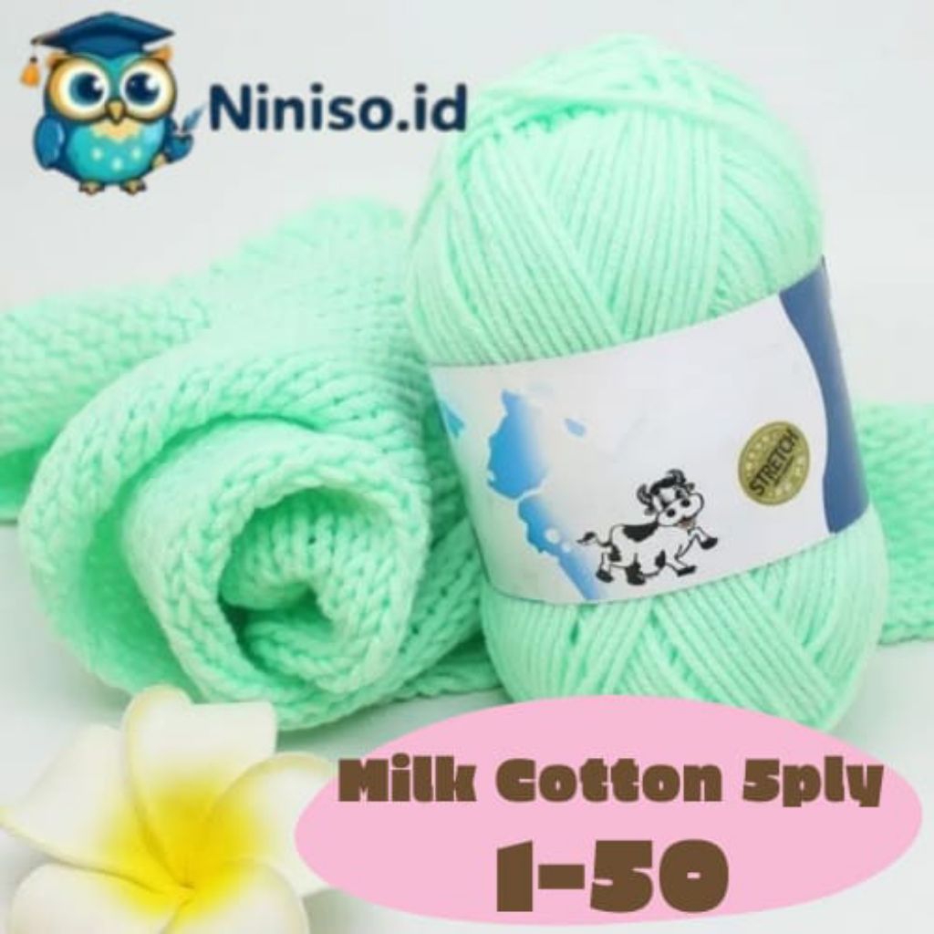 (1-50) Milk Cotton SAPI 5ply / Benang Rajut Katun Susu 5ply
