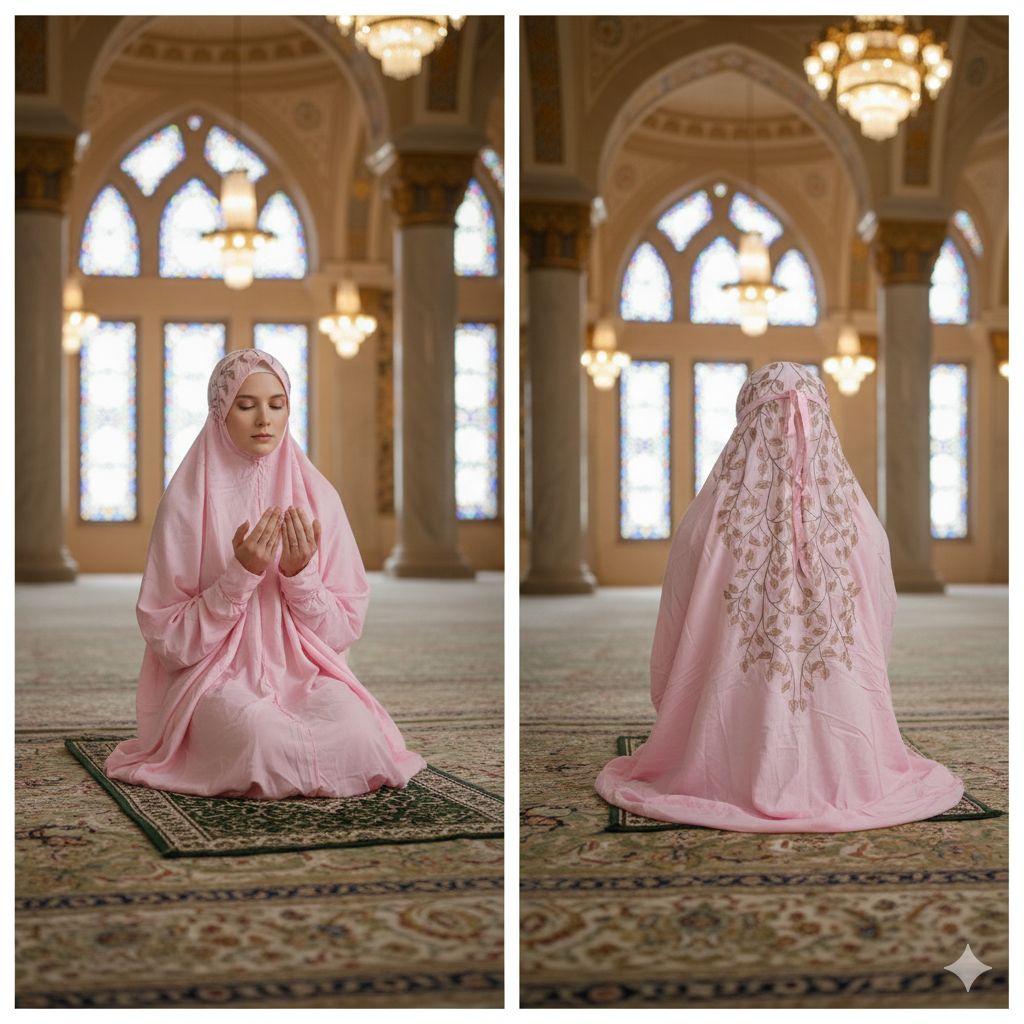 Mukena dewasa Terusan Rayon aplikasi Bordir Daun