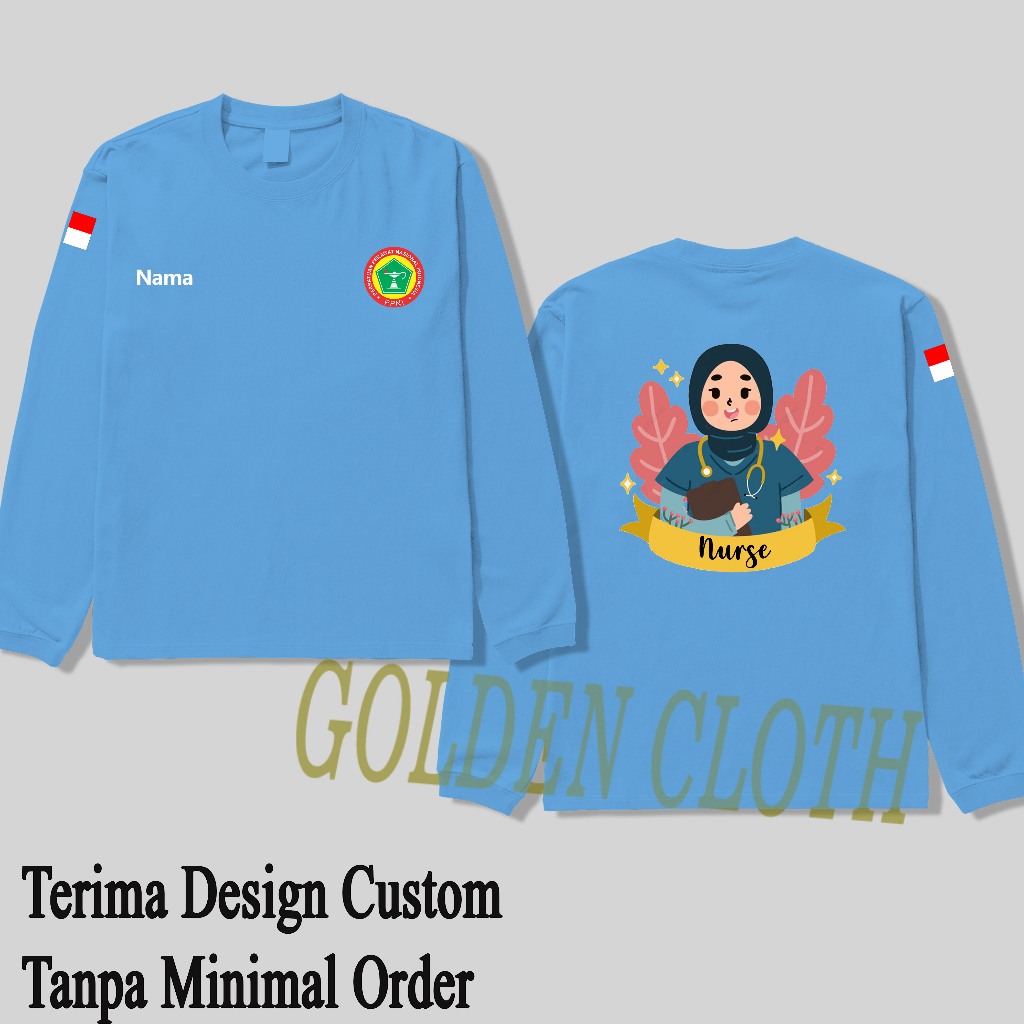 Baju Kaos Perawat NURSE Custom Nama lengan panjang