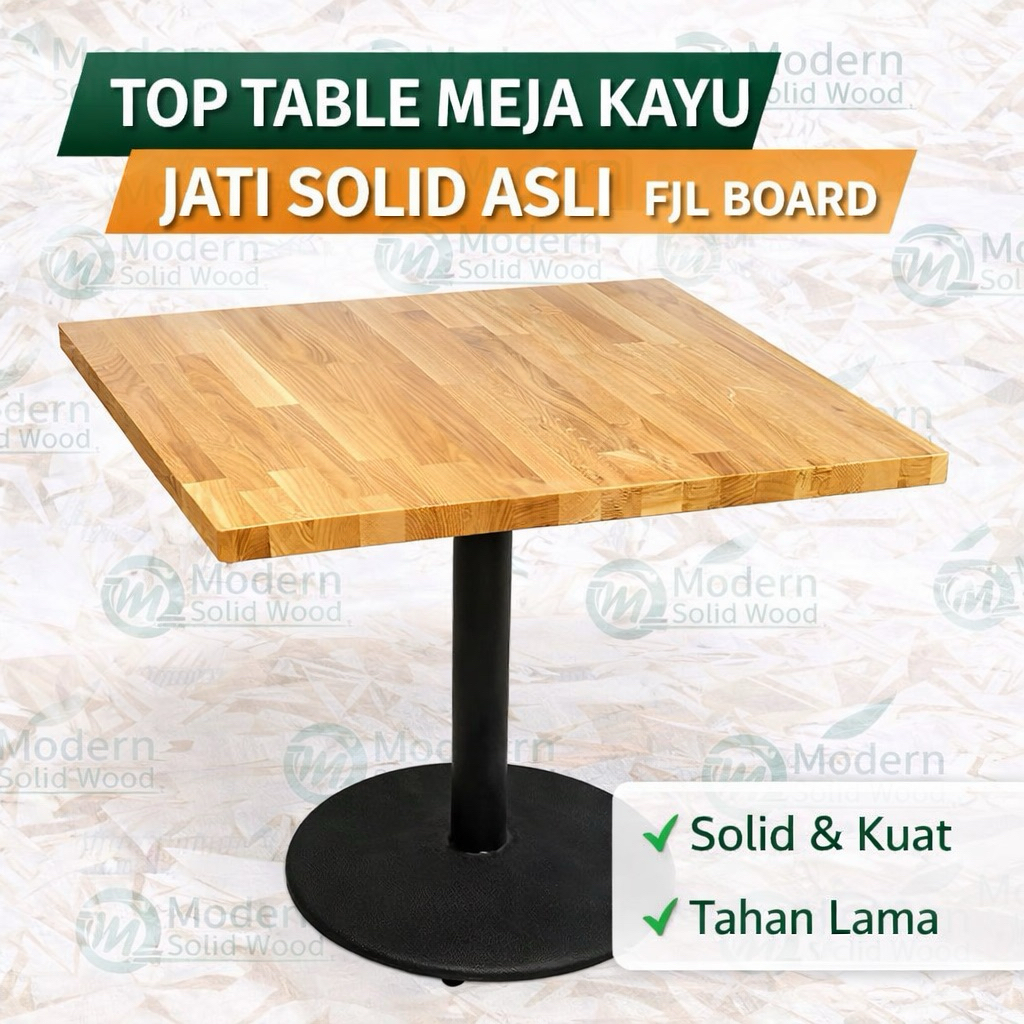 Sentra Kayu - Top Table Meja Kayu Jati Solid Asli FJl Board