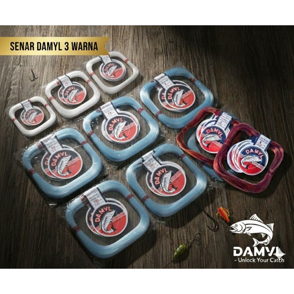 Senar Pancing Damyl berbagai ukuran warna putih, biru, mambo