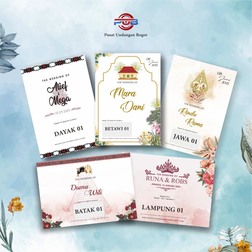 Undangan Pernikahan Desain Elegan dan Estetik dengan Kertas Doff Halus | Aceh | Batak | Chinese | To