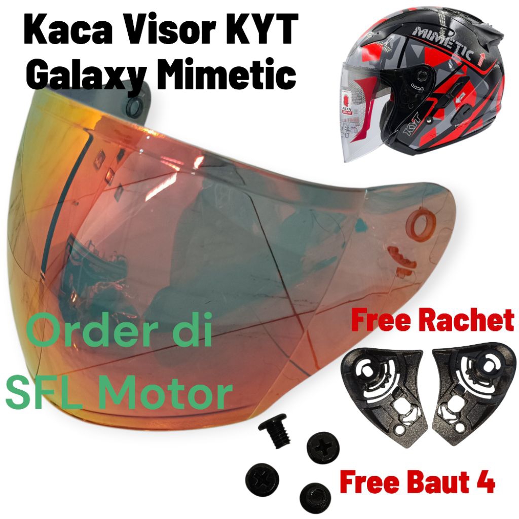 Kaca Visor Helm KYT Galaxy Mimetic Free Rachet dan Baut 4 Kaca KYT Mimetic