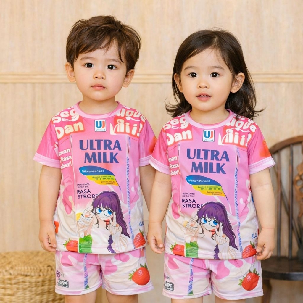 SETELAN ANAK JERSEY ULTRAMILK STRAWBERRY PINK GIRL