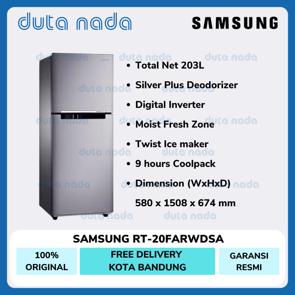 SAMSUNG KULKAS 2 PINTU RT20FARWDSA / RT-20FARWDSA