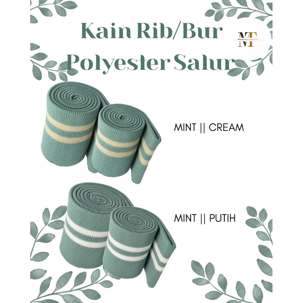 kain RIB/BUR Jaket polyester motif salur spesil warna mint