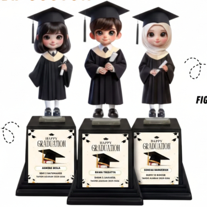 Piala Wisuda Anak Wisuda Sekolah Tk Paud Sd Plakat Boneka Akrilik Souvenir Kado Hadiah Perempuan | L