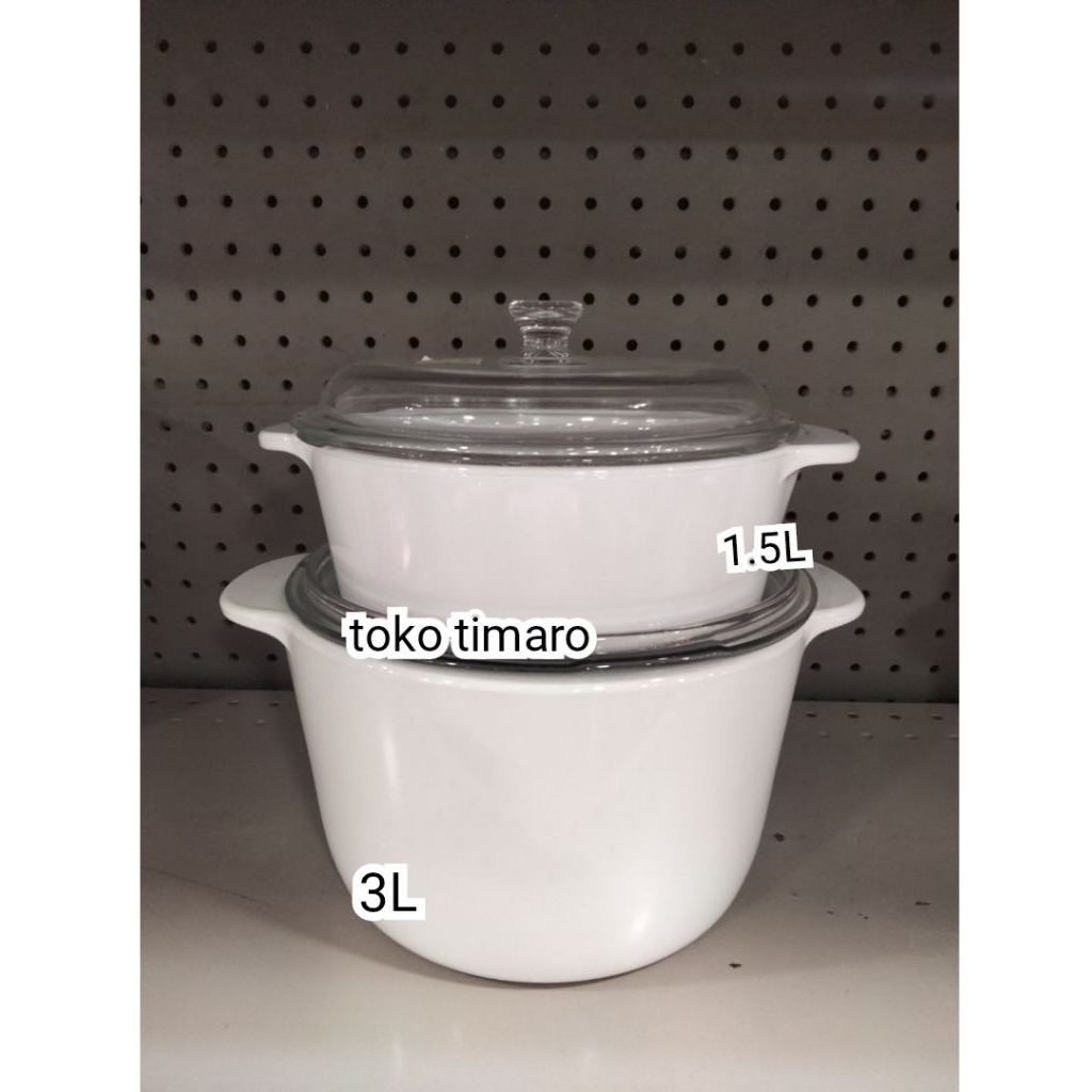LUMINARC WHITE PANCI MASAK KACA 1.5L+3L PUTIH POLOS