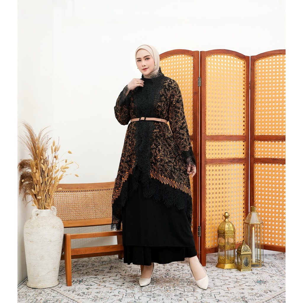 Outer Asimetris Batik  Cap Anjani Lili  Brokat