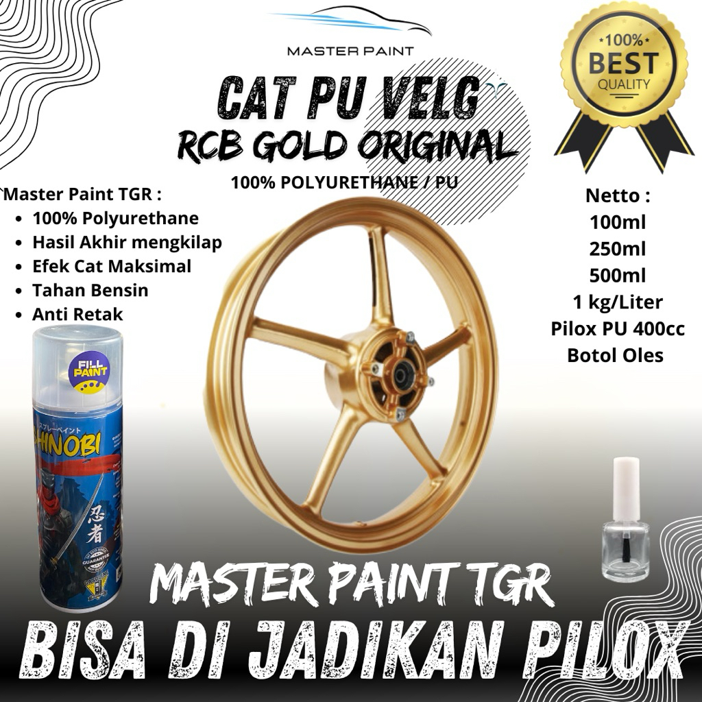 ( BISA DIJADIKAN PILOX ) Cat PU Velg RCB Gold | Velg Emas RCB Original t by Master Paint TGR