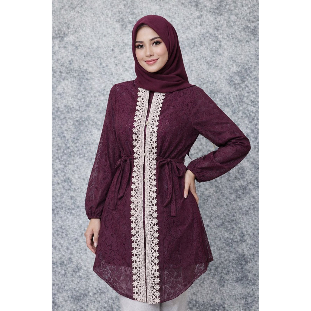 Limited Edition Tunic Tunik Brukat Lace Raya Kamari Special Broken White Pasti Ori