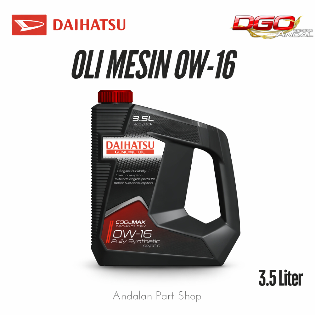 Daihatsu Genuine Oil 0W-16 SP GF-6 3.5L Eco Pack – Oli Mesin Original DGO Cool Max
