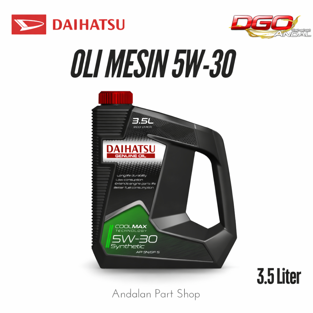 Daihatsu Genuine Oil 5W-30 API SN/GF-5 Synthetic 3.5L / Oli Mobil