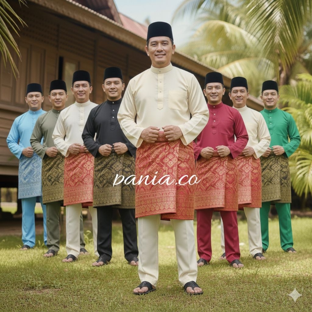 Set baju celana melayu pria dewasa cekak musang pakaian adat Malaysia riau KATUN TOYOBO