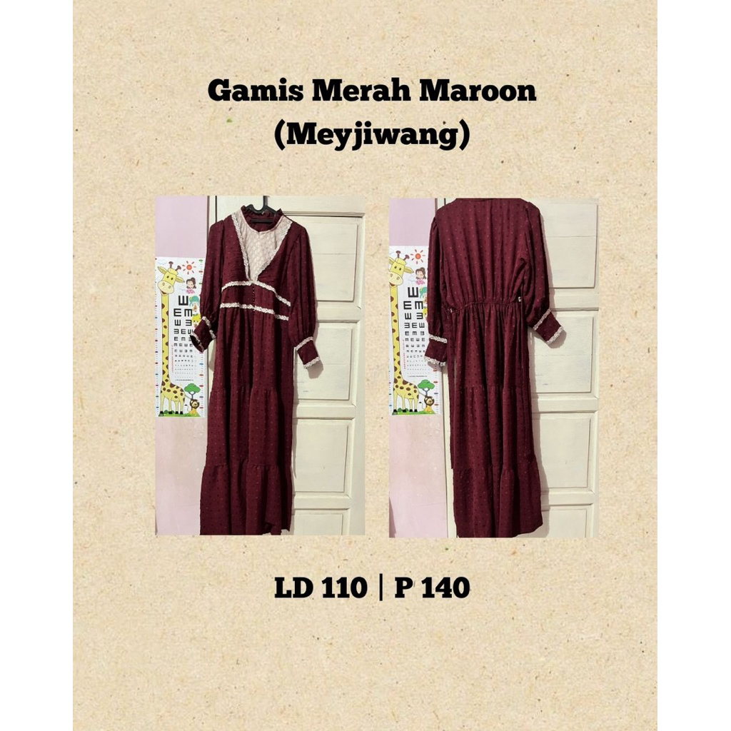 Gamis Merah Maroon (Meyjiwang)