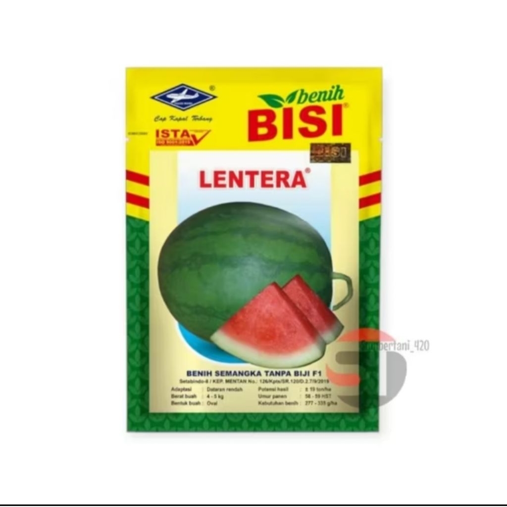 benih semangka non biji hybrida LENTERA F1 produksi BISi kemasan 20gram