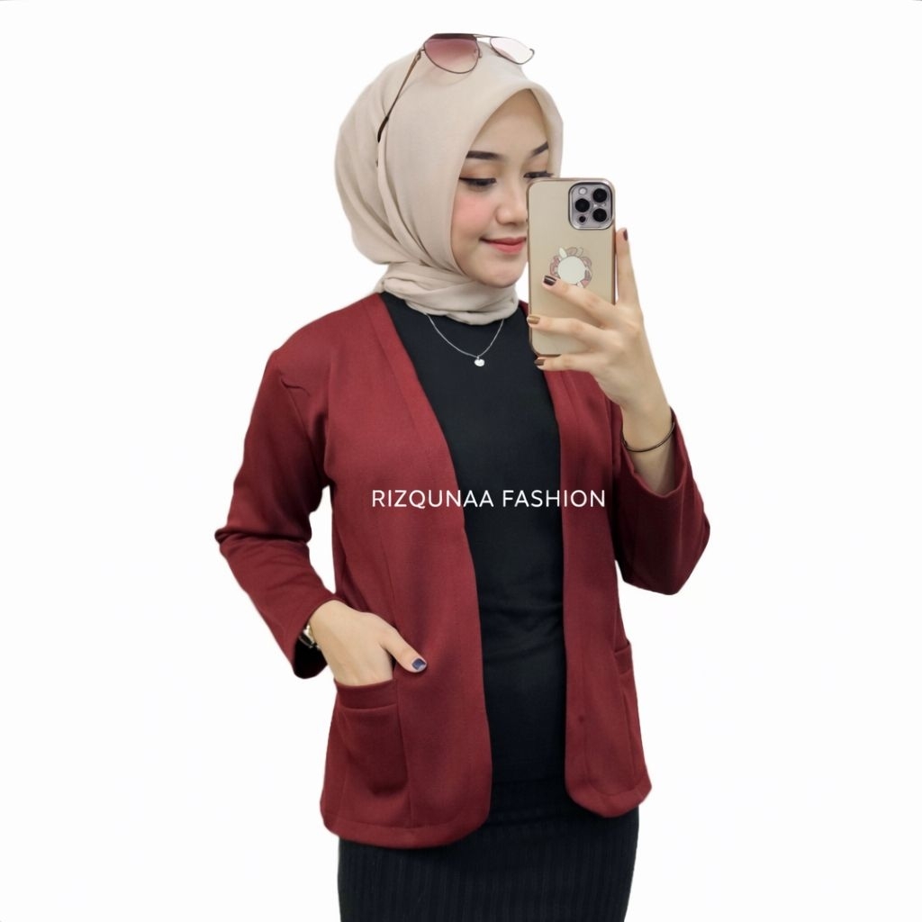 Blazer Scuba Polos - Blazer Scuba Premium Outer Korean Style Kantor Kerja Nyaman Wanita Panjang Basi