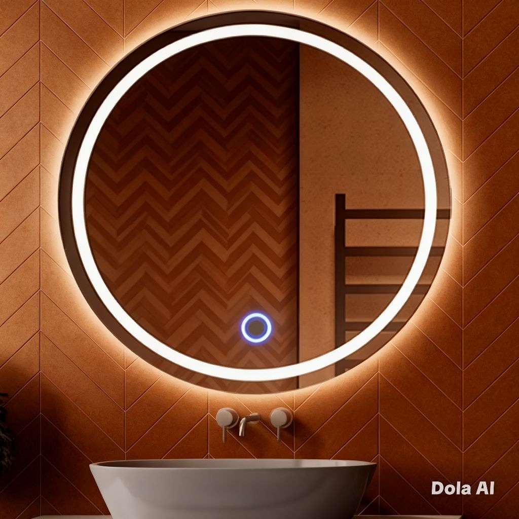 cermin led bulat aestetika asli kaca cermin led astetik touchscreen