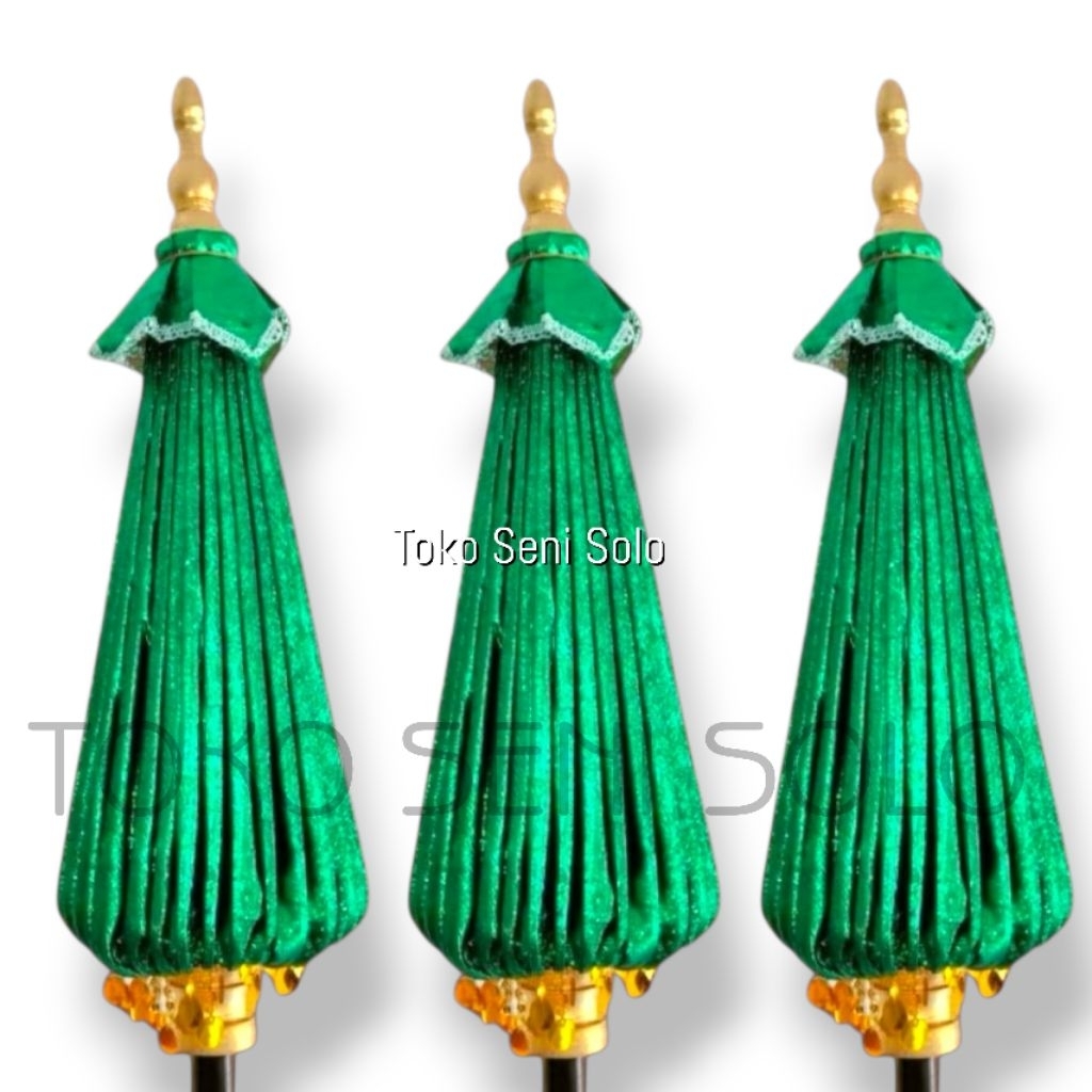 Payung Keraton Hijau Polso Glosy 2 meter / Payung dekorasi pengantin jaranan Tedung Jawa Bali Tungga