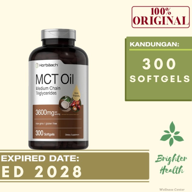 Horbaach Keto MCT Oil Capsules | 3600 mg | 300 Softgels | Coconut Oil