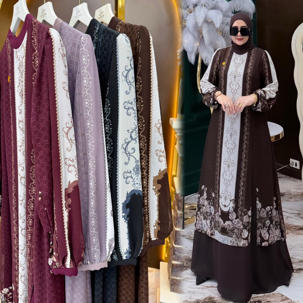 KHADIJAH DRES MELAYU MOTIF SET HIJAB SEGI4 TERBARU BY ELIS LEBELS ORIGINAL