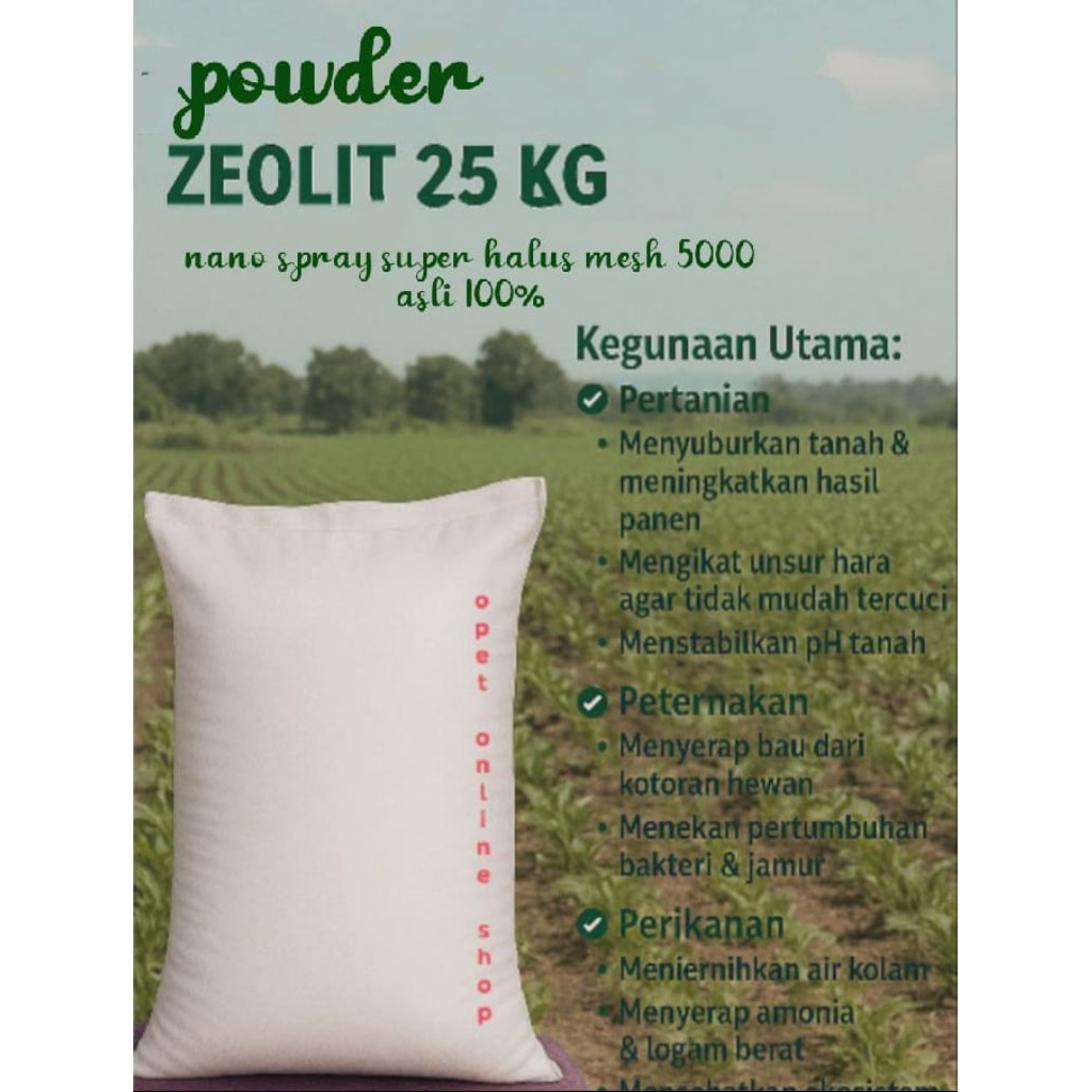 powder zeolite nano spray mesh 5000 asli , untuk pertanian , Dan peternakan