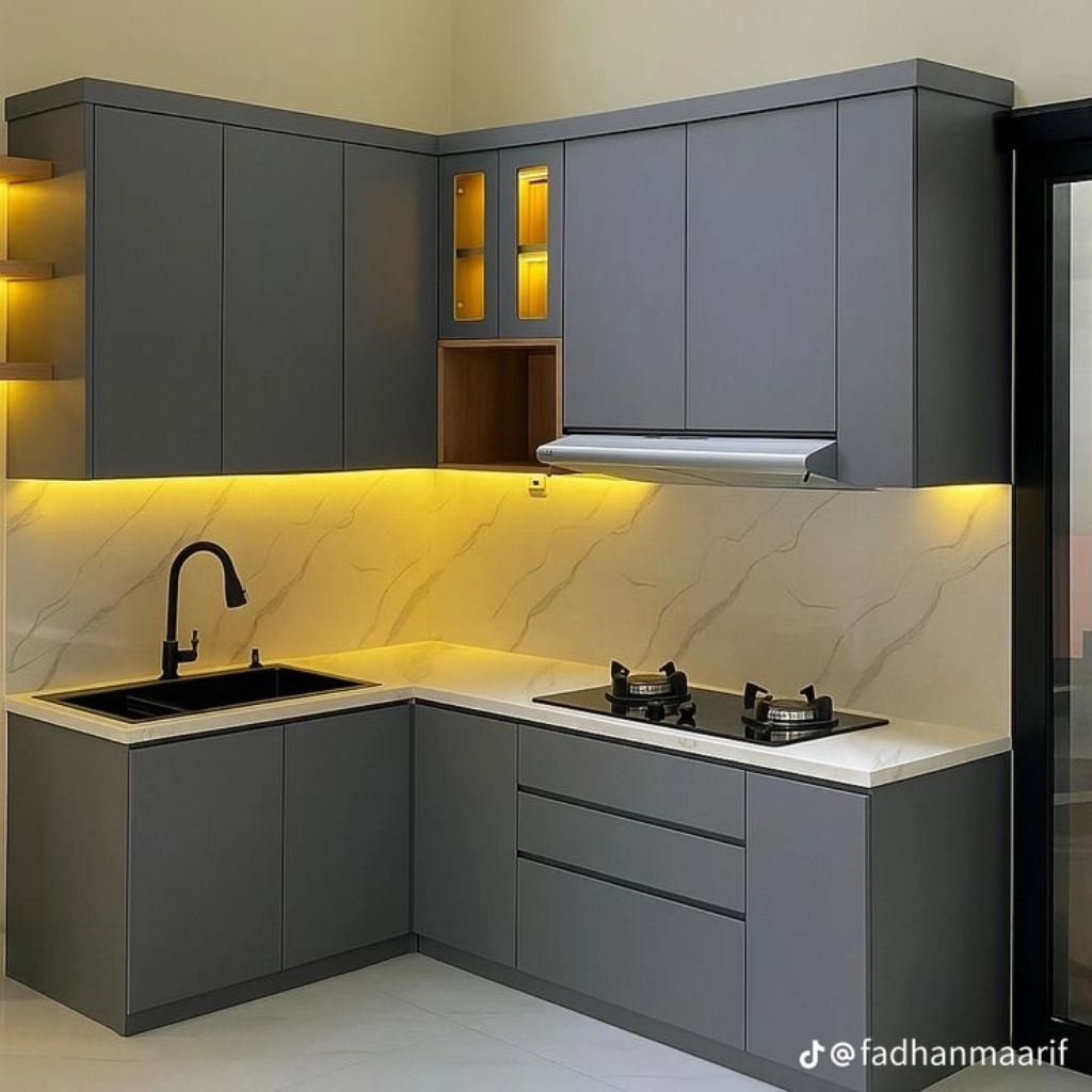 Kichenset HPL Minimalis. Lemari Dapur costum. Kichenshet Costum . Lemari Dapur Minimalis
