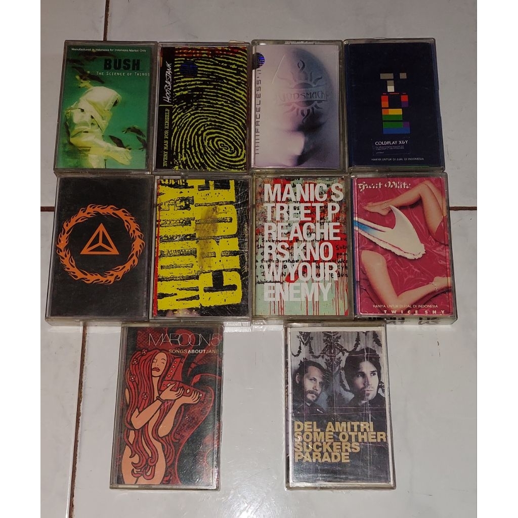 kaset BUSH-The Science Of Things / HOOBASTANK-Every Man For Himself / GODSMACK-Faceless / COLDPLAY-X