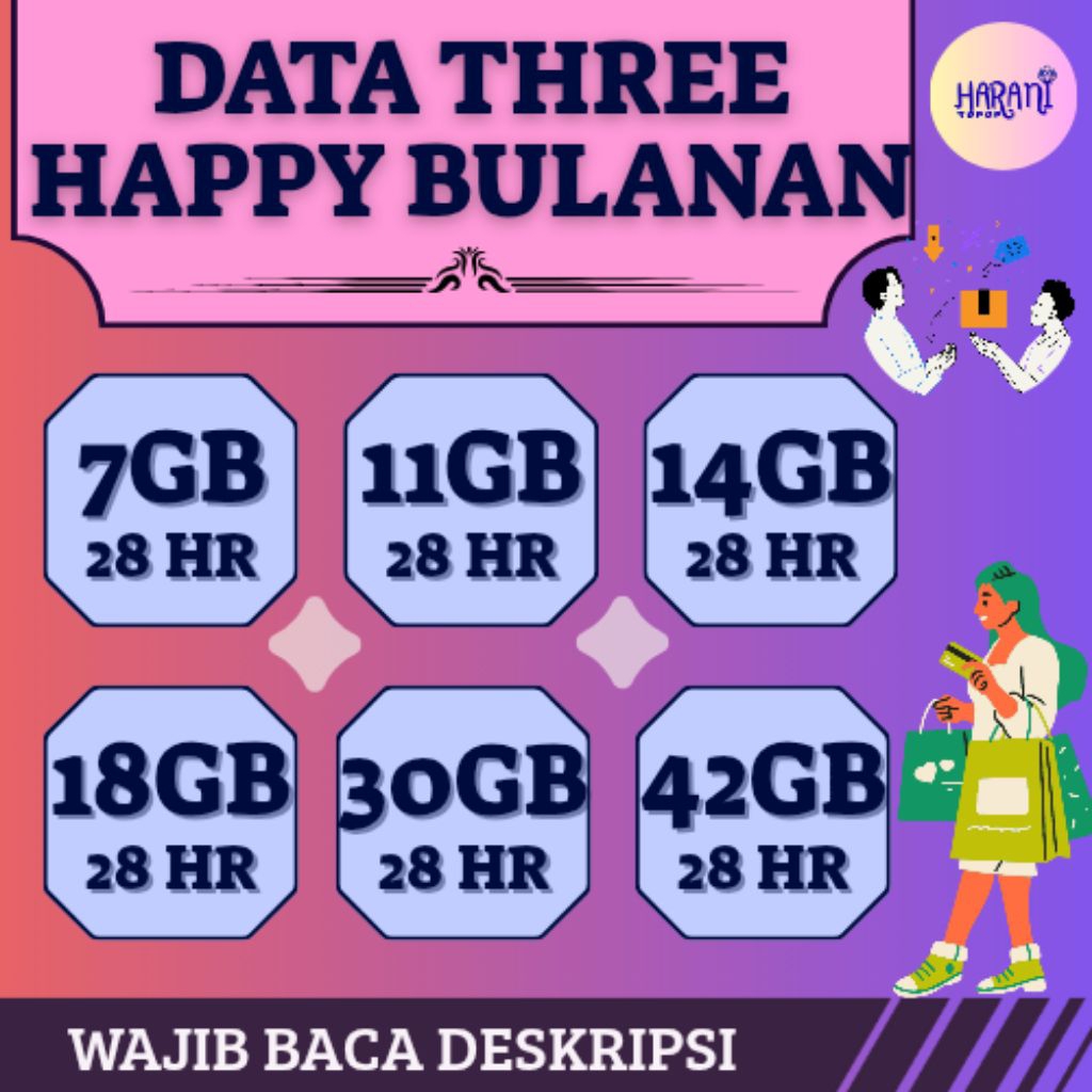 Paket Data THREE HAPPY BULANAN | Paket Data TRI HAPPY BULANAN | Kuota LANGSUNG MASUK