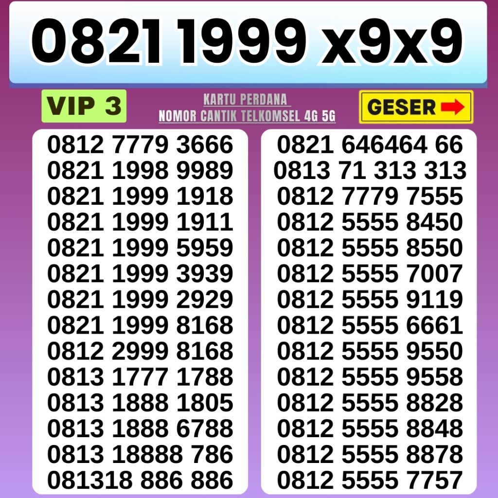 Nomor Cantik Telkomsel Tahun Lahir 1999 Kartu Perdana Telkomsel Tsel Red Telkomsel 5g Telkomsel 10 d